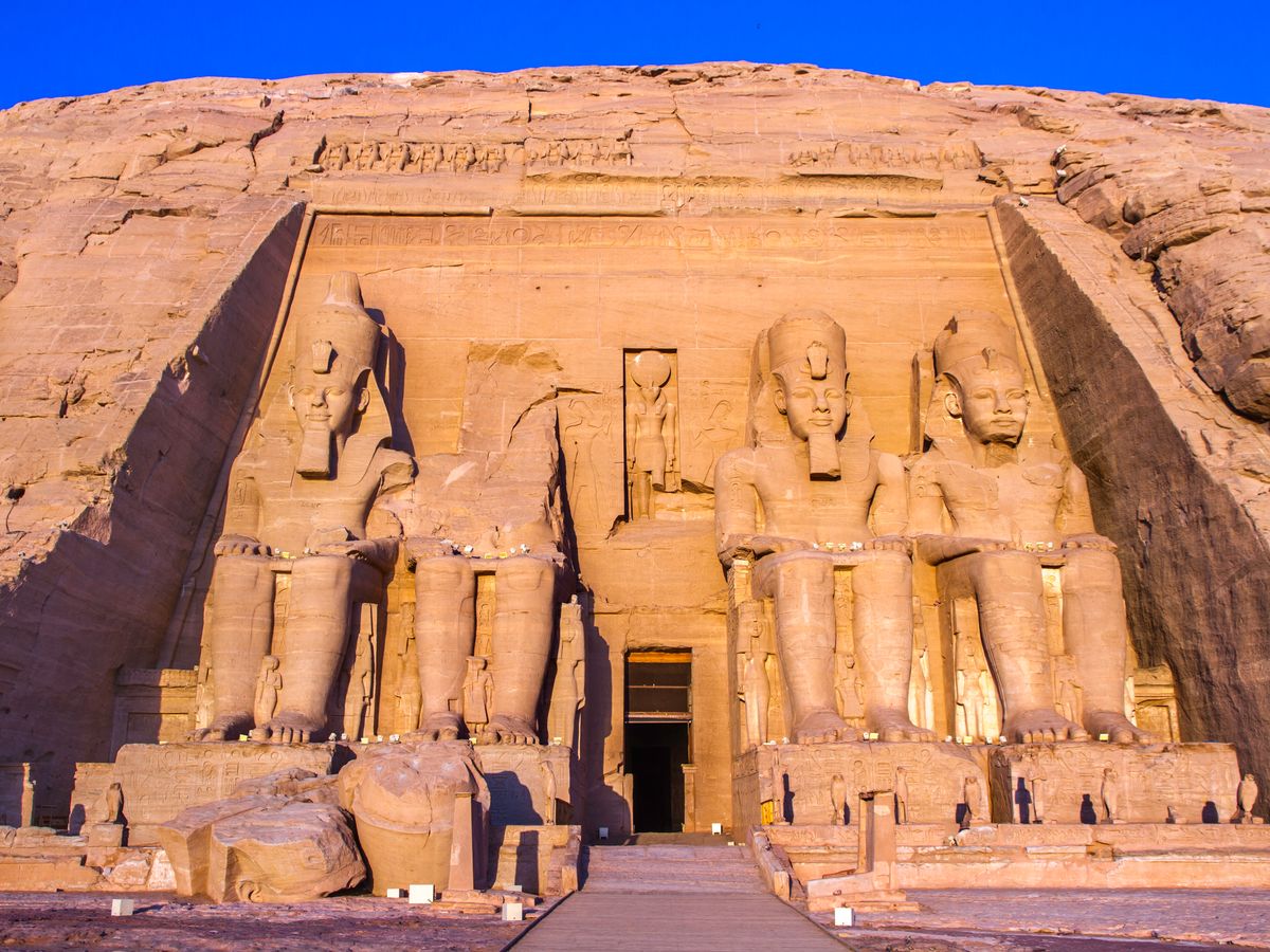 Sunlight inside the sanctuary of the Great Temple of Abu Simbel